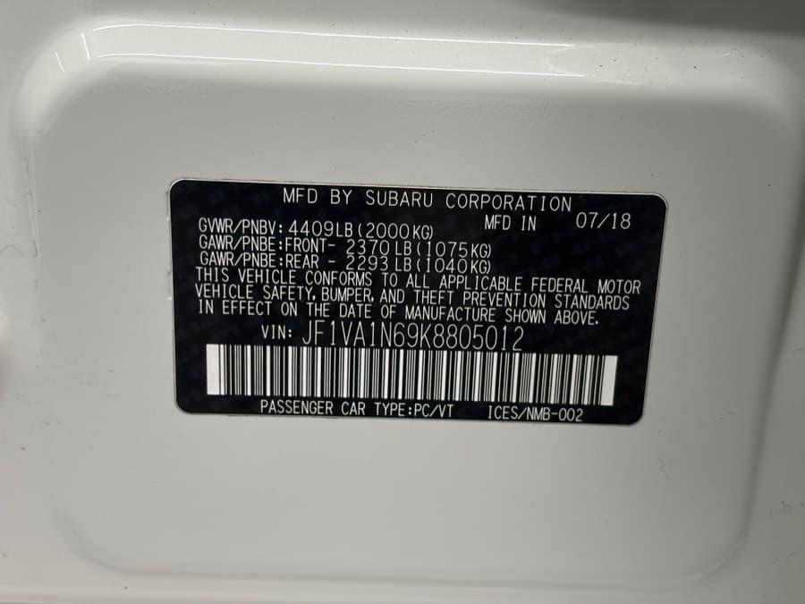 2019 Subaru WRX
